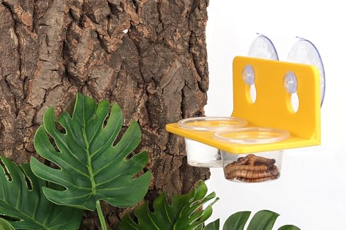 Crested Gecko Feeding Ledge with 10PCS Gecko Food Water Dish - color: Yellow