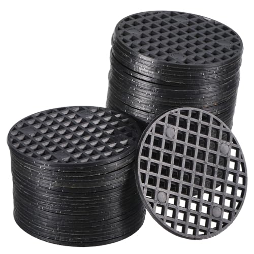 PATIKIL Flower Pot Hole Mesh Pad, 60Pcs 1.8 Inch/4.5cm Round Rigid Bonsai Drainage Mesh Grid Screen Bottom Grid Mat for Garden, Black - color: Black