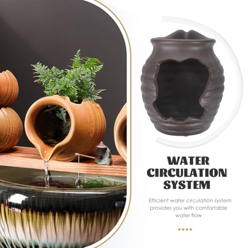 MERRYHAPY Fish Tank Waterfall Dispenser Ceramic Fountain Jar for Garden, Balcony, Living Room Landscape Decoration