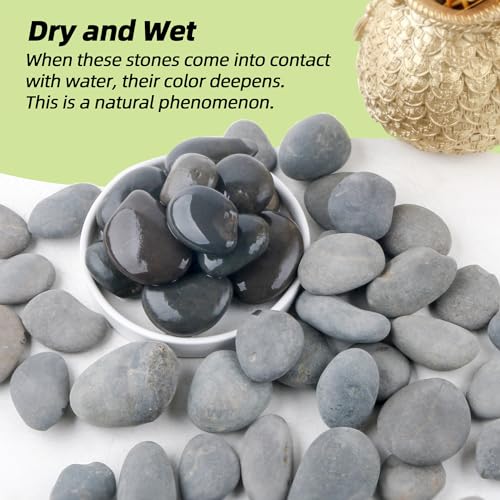 2.4LB River Rocks,Mexican Beach Pebbles for Plants,Potting,Garden Landscape Stone Paving Stone Grey 1Inch - 2Inch - size: 2.4LB, style: Large