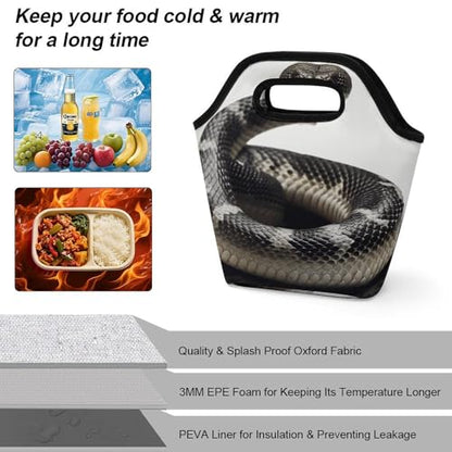Cobra Snake Lunch Bag for Women/Men, Lunch Box Bag Insulated, Lunch Tote Reusable Portable for Work Outdoor Travel And Picnic Beach