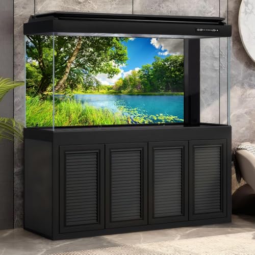 Tranquil Lake Aquarium Background Picturesque Springtime Green Forest Fish Tank Background Stunning Summer Mountain Woodland Terrarium Backgrounds Scenic Lake Blue Sky Reptile Tank Backgrounds 24x12in - color: Warm Green, size: 24(W)x12(H)in