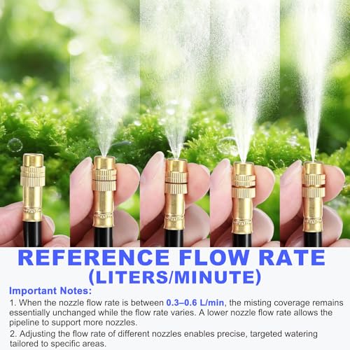 M METERXITY 1-Set Brass Misting Nozzles Tees, 8inch/20cm Tube Len 3-in-1(Dripping, Spraying, Shutoff) Adjustable Copper Water Mister Sprayers for 1/4 Inch Tubing Irrigation [Gold Tone, Black] - size: 8inch/20cm