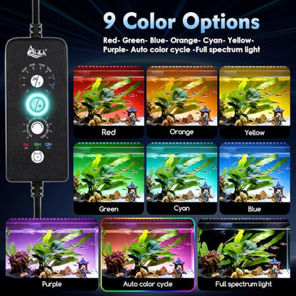 AQQA LED Aquarium Light, 24/7 Mode High Lumen Full Spectrum Fish Tank Light | DIY Mode, Adjustable Timer/Brightness, Extendable Bracket, Memory Function, IP68 Waterproof, Fits for 12–18 Inch Tanks - size: For 12'' - 18'' Tank