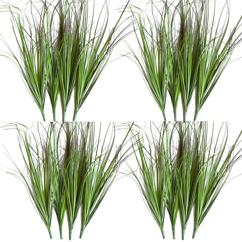 VANTREE 16PCS Fake Tall Grass Plant，UV Resistant Artificial Greenery Stems | Lifelike Artificial Onion Grass,Faux Shrubs Plants for Indoor Outdoor Patio Pots,Porch,Garden Beds,Window Boxes Vase Decor