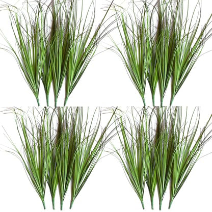 VANTREE 16PCS Fake Tall Grass Plant，UV Resistant Artificial Greenery Stems | Lifelike Artificial Onion Grass,Faux Shrubs Plants for Indoor Outdoor Patio Pots,Porch,Garden Beds,Window Boxes Vase Decor