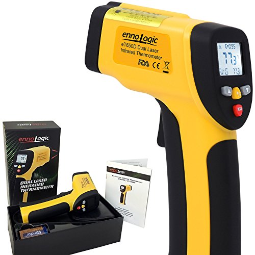 eT650D Temperature Gun by ennoLogic with NIST Certificate - Dual Laser Non-Contact Infrared Thermometer -58°F to 1202°F - Accurate Digital Surface IR Thermometer (Not for Body Temp) - style: eT650D w/ NIST Certificate