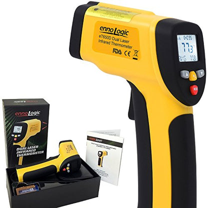eT650D Temperature Gun by ennoLogic - Dual Laser Non-Contact Infrared Thermometer -58°F to 1202°F - NIST Option Available - Accurate Digital Surface IR Thermometer (Not for Body Temp) - style: eT650D