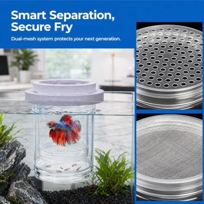2 Pieces Breeder Box for Fish Tank, Floating Plastic | Aquarium Isolation Box, Mesh Fish Nursery Separator Tank Hatchery Incubator for Shrimp, Betta, Clownfish, Guppy, 2-Piece Set