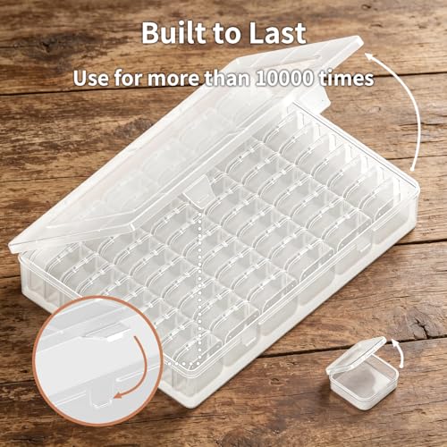 Bead Organizer Box, 61pcs Clear Plastic Storage Containers Set, Large Capacity Small Bead Organizers and Storage Cases with Labels, for Jewelry, Crafts, Diamonds Storage - size: 61 Compartments
