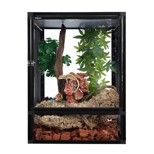 REPTI ZOO 18" x 18" x 24" Front Opening Chameleon Cage with 3-Sided Metal Mesh, 34 Gallon Screen Vertical Terrarium with Background Sticker, Tall Enclosure for Chameleon, Tree Frog, Arboreal Reptiles - size: 18" x 18" x 24"