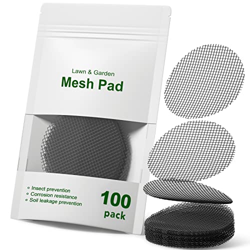 LE TAUCI Plant Pot Hole Mesh Pads, 2-Inch Round Flower Pot Drainage Covers, Prevent Soil Loss, Durable Reusable, Bonsai Bottom Grid Mat, Gardening Essentials, 100-Pack - size: 2*2 inches