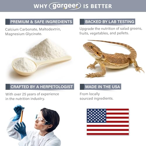 Gargeer 3oz Magnesium & Calcium Supplement for All Reptiles. Made in USA | Dual mineral support with 5× absorbable chelated magnesium & calcium! Supports bone, nerve & muscle health in reptiles