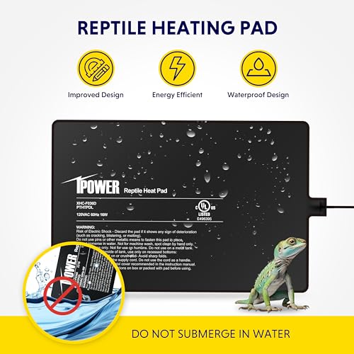 iPower Reptile Heat Pad 8 by12 Inch Under Tank Terrarium Warmer 16W Heating Mat for Turtle, Lizard, Frog, Snake, Hermit Crab and Other Small Animals (Pack of 2) - size: 8 X 12 Inch, New (Pack of 2)