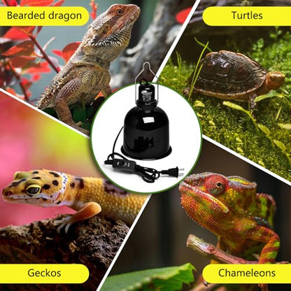 Reptile Light Fixture 5.5 inch Deep Dome with Switch, Optical Reflecting Cover for UVB/UVA Basking Bulbs & Ceramic Heat Emitters - style: Deep Dome (Max 150W)