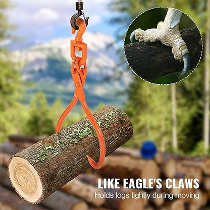 VEVOR Log Skidding Tongs, 18 inch 2 Claw Log Lifting Tongs, Heavy Duty Rotating Steel Lumber Skidding Tongs, 772 lbs/350 kg Loading Capacity, Log Lifting, Handling, Dragging & Carrying Tool - style: 18in-Swivel