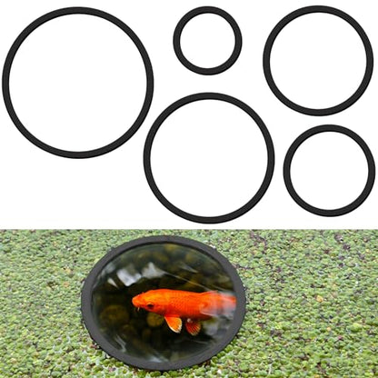 5 Pcs Aquarium Floating Plant Corral - 5 Sizes of Floating Plant Ring, Fish Feeding Ring (Black)