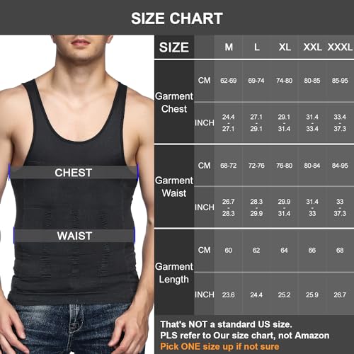 Odoland Men Compression Shirt 3 Pack Body Shaper Vest Tank Top | Nylon & Spandex, Moisture-wicking Tummy Shaper for Gym, Running, Daily, Breathable, Stretchy - color: Grey/Black/White, size: 3X-Large