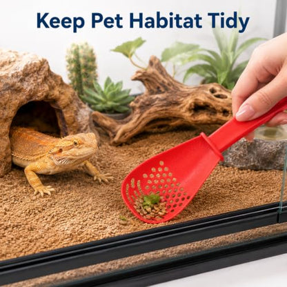 2 Pack Small Litter Scoop, Hamster Sand Bath Scoop, Plastic Litter Sifter for Small Animal Cage Cleaning, Chinchilla Gerbil Reptile Accessories