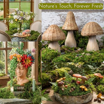 7OZ Moss for Plants Indoor, Natural Looking Faux Grass for Crafts, Terrariums, Fairy Gardens, Floral Arrangements - Artificial Spanish Moss Alternative for Home Decor (200g) (Fresh Green)