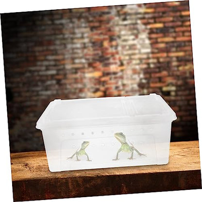 MERRYHAPY 1Pc Transparent Plastic Reptile Case for Spider Scorpion Gecko Insect Snake Tortoise Durable Feeding Box with Ventilation for Easy Transport and Care White