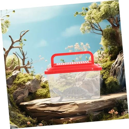 Portable Transparent Turtle Feeding Box Lightweight Leakproof Aquatic Habitat for Reptiles and Crabs Travel Container for Outdoor Adventures and Pet Observation