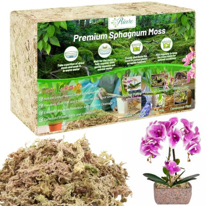 Riare 2.2LB Premium Sphagnum Moss for Plants- Natural Long Fiber Plant Moss | 40QT High Expansion, Moisture Retention, Drainage, Dried Orchid Moss for Succulent, Carnivorous, Ferns, Reptiles & Terrariums - size: 40QT/2.2lbs