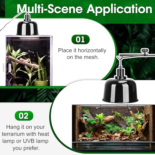 2 Pack Reptile Dome Lamp Cover Light Shade, 8.5 Inch Deep Reptile Dome Light Fixture, Aluminum for Reptile Terrarium with Ceramic Socket and Individual Switch (Bulbs Not Included) - size: 8.5 IN