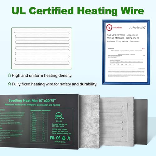 Seedling Heat Mat with Thermostat Pack of 1, Dual Certified by MET and UL Plant Heating Mat Pad Equipped with A Temperature Probe, It Automatically Maintains A Constant Temperature - size: Pack of 1