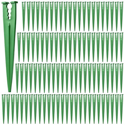 RedChili 100 Pack Irrigation Support Stakes for 1/4 Inch Drip Tubing, Heavy Duty Drip Tubing Hold Down Stakes 1/4" Drip Irrigation Tubing Fittings for Lawn Raised Bed Greenhouse Plant Watering System - size: 1/4" Stake-100P