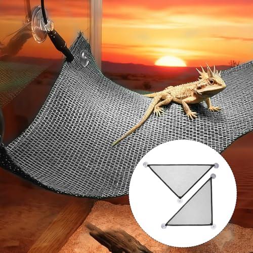 Reptile Hammock 2 Pcs Bearded Dragon Hammocks Mesh Breathable Reptile Hammock for Lizard, Leopard Geckos, Ball Python, Geckos, Anoles, Snakes, Chameleon, Black