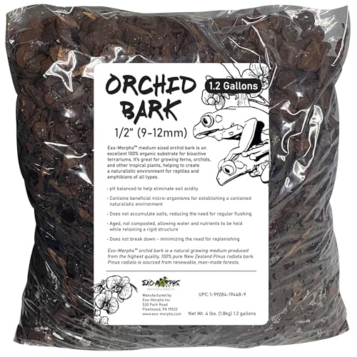 Orchiata Orchid Bark for Reptiles, Terrariums, Orchids & Ferns Substrate Potting Bark (4 lb. (1.2 gallons)) - size: 4 lb. (1.2 gallons)