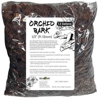 Orchiata Orchid Bark for Reptiles, Terrariums, Orchids & Ferns Substrate Potting Bark (4 lb. (1.2 gallons)) - size: 4 lb. (1.2 gallons)