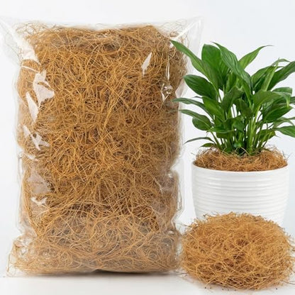 MAQIHAN Natural Coconut Husk Fiber - Organic Coconut Husk Silk for Plants | Organic Coco Coir for Bird Nesting Material, Potting Soil Cover, Greenery Covering, Home Decoration, Natural Plant Fiber 85g