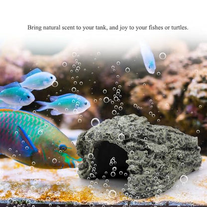 lyrlody Fish Hiding Cave, Reptile Hideout Cave, Aquarium Decoration for Gecko, Axolotl, Small Animal Basking Hide Crawling Terrace Made of Safe Resin Simulated Rock Design (B-025A Small Cave)