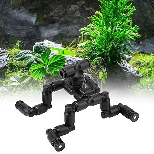 Bewinner Rainforest Pet Cooling Spray Nozzle, Detachable Nozzle Fogger Mist Sprinkler Adjustable Reptile Forest Super Fogger Mist System, Black