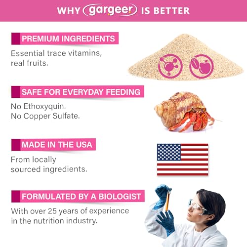 Gargeer 4oz Hermit Crab Multi-Vitamin Supplement. Promote Growth, USA Made | Complete vitamin & molting support! 33% calcium + A, D3, E & C with organic banana, mango & coconut. Zero chemicals - size: 4 Ounce (Pack of 1), style: Multi-Vitamin
