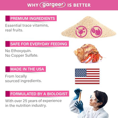 Gargeer 4oz Hermit Crab Multi-Vitamin Supplement. Promote Growth, USA Made | Complete vitamin & molting support! 33% calcium + A, D3, E & C with organic banana, mango & coconut. Zero chemicals - size: 4 Ounce (Pack of 1), style: Multi-Vitamin