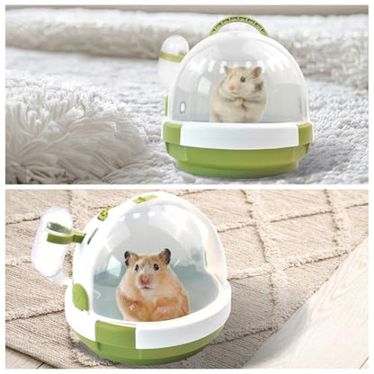 Hamster Carrier Cage with Water Bottle,Portable Dwarf Hamster Travel Carrier Plastic Guinea Pig Carrier Small Animal Breathable Outdoor Cage for Hamsters Chinchillas Hedgehog (Green) - color: 【Green】