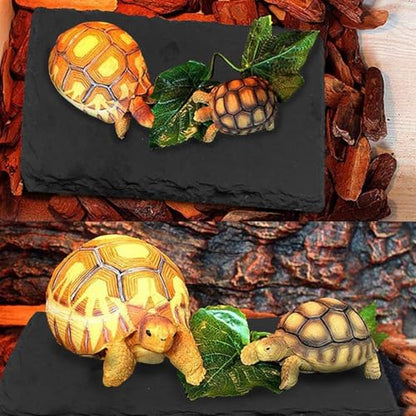 kathson 2 PCS Reptile Basking Platform (7.9 x 3.9 inches), Natural Rock Plate Turtle Food Bowl Feeding Dish Resting Terrace Habitat Decor for Tortoise Turtle Lizard Bearded Dragon Crested Gecko Snake - size: 7.8X3.9inch，2PCS