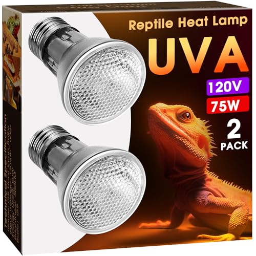 Reptile Heat Bulb, 75W UVA Reptile Light Bulbs Dimmable Heat Lamp | 2 Pack Basking Spot Light Bulbs for Reptiles, Amphibian, Bearded Dragon, Lizard, Chicken - color: Cream-75w Th11