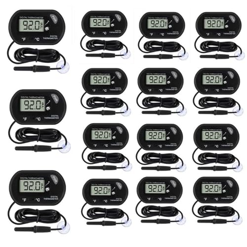 15Pcs Aquarium Thermometer Fish Tank Thermometer Reptile Fahrenheit Terrarium Water Temperature Indicator Test Digital with LCD Display Fahrenheit/Celsius - color: 15PCS