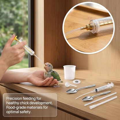10 Pcs Bird Feeding Syringe Set, Bird Feeding Syringe,1.7 fl oz (50 mL) Hand Feeding Syringe for Birds, Parrot Syringe Feeder with Feeding Tubes & Spoon for Cockatiels, Parakeets & Budgies