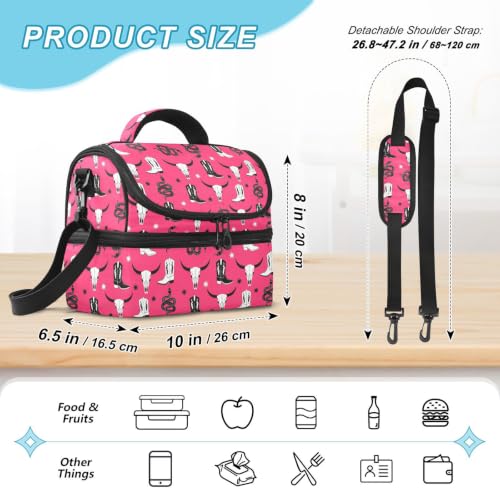 Cowboy Boots Snake Insulated Lunch Tote Bag Container for Women | 8L Double Deck,Large Lunch Box with Shoulder Strap,Thermal Meal Prep Cooler,Suitable for School Work Picnic Office Travel