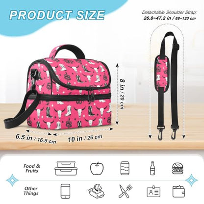 Cowboy Boots Snake Insulated Lunch Tote Bag Container for Women | 8L Double Deck,Large Lunch Box with Shoulder Strap,Thermal Meal Prep Cooler,Suitable for School Work Picnic Office Travel