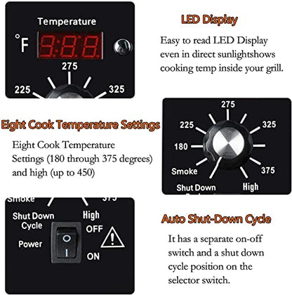 Digital Thermostat Kit Compatible with Traeger Pellet Grills, LED Panel | BAC200 BAC388 BAC389 BAC382 Replacement Parts, 7" RTD Temperature Sensor Probe, Temperature Control Kit, Smoker Grill Upgrade - style: Compatible with Traeger Pellet Grills BAC236 K