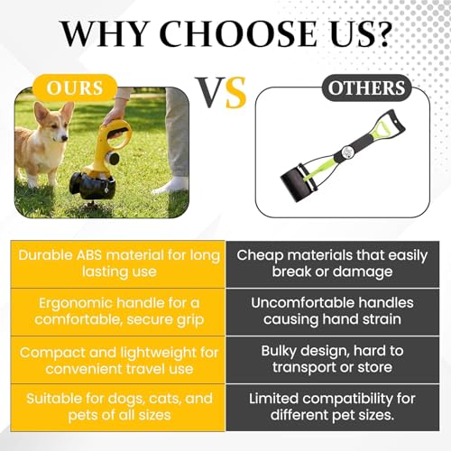 Dog Pooper Scooper for Small & Medium Dogs, 10” x 5” Lightweight Poop Scooper with Ergonomic Comfort Grip, Non-Stick Surface, Portable & Easy to Clean - color: Red
