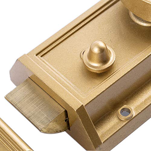 Night Latch Deadbolt Rim Lock,Antique Locks with Keys for Front Door,Gold Finish - color: Gold