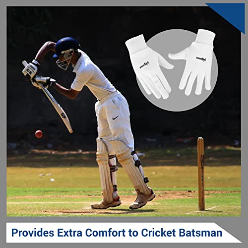 SPORTAXIS 100% Cotton Inner Gloves for Cricket Batting and Wicket Keeping - Comfortable, Breathable, and Durable - White, Full Coverage for Enhanced Protection - Lightweight