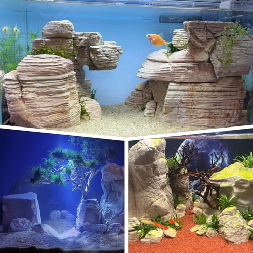 Natural Aquarium Rocks PH Neutral Stone 2-7inch Fish Rocks 10lb Pagoda Rocks for Aquariums, Landscaping Model,Tank Decoration,Amphibian Enclosures-6-7Pcs - size: 10lb (2-7inch 6-7Pcs)